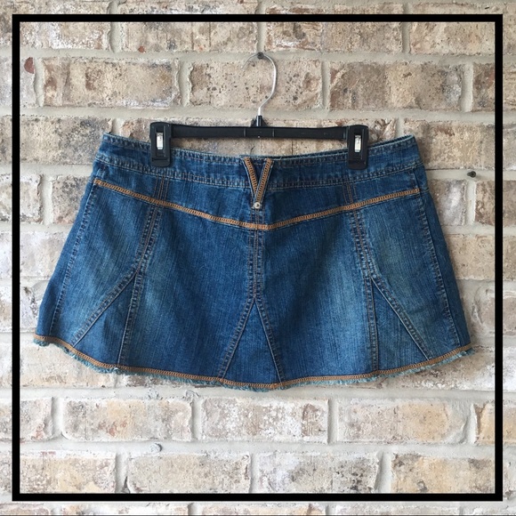 JEAN SKATER MINI SKIRT By NO BOUNDARIES DARK DENIM - Picture 2 of 6